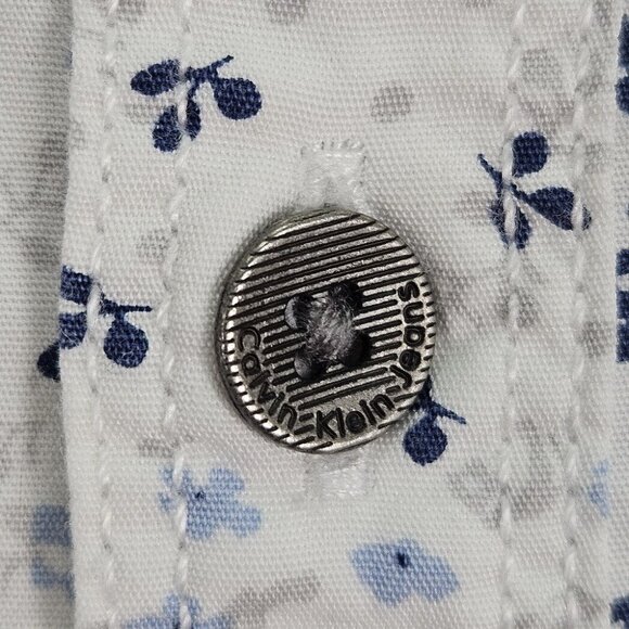 Calvin Klein Jeans White Spotted Button-Down Shirt Long Sleeve Men's Size L - Picture 7 of 10